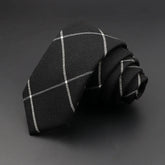 Gravata Slim de Algodão Xadrez Preto